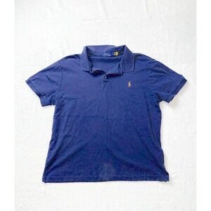 Mens Polo Ralph Lauren Large Custom Slim Fit Navy Blue Short Sleeve Polo Shirt